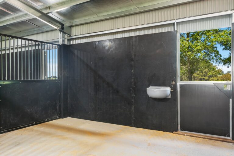 Horse stable box with Poly Auto drinker and equiboard cladding