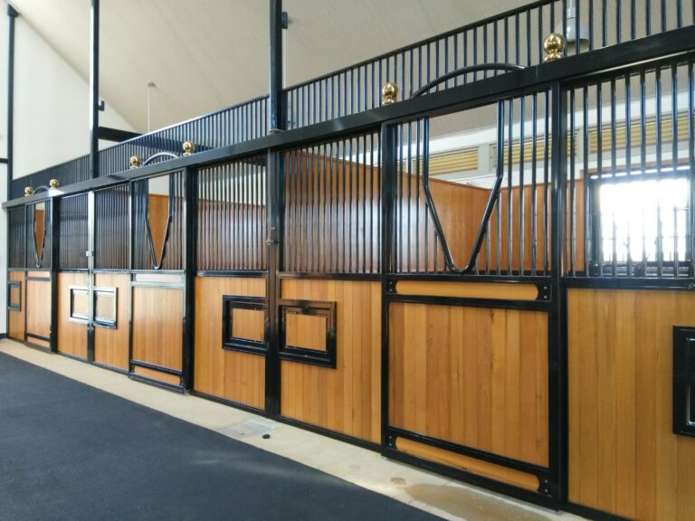 Yulong horse barn with champion hardwood stables and black powder coating